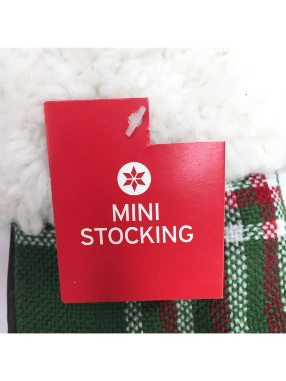 Country Green Plaid Sherpa Mini Christmas Stocking Holiday Ornament Decoration